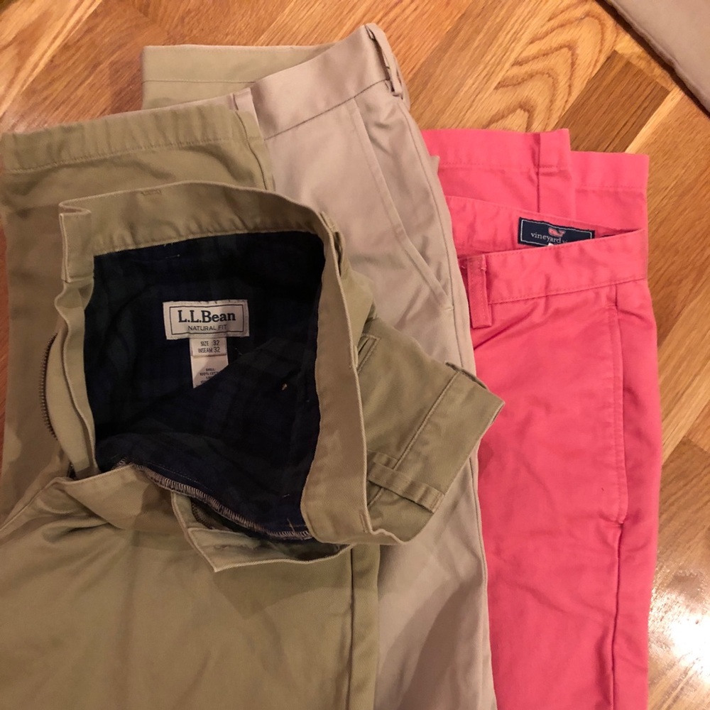 Mens pants 32 X 32 : 3 pairs pants - vineyard vines, llbean, Jos. a bank